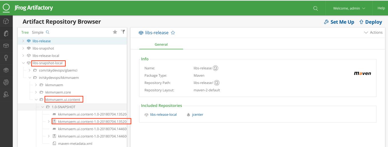 Artifacts uploaded to Artifactory