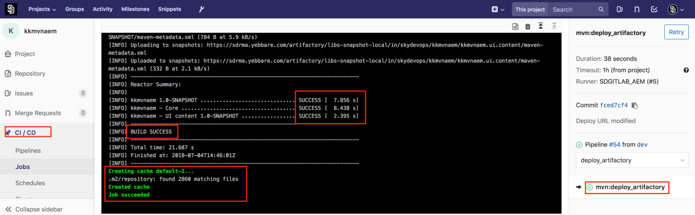 OUTPUT - Upload the Artifacts to Artifactory