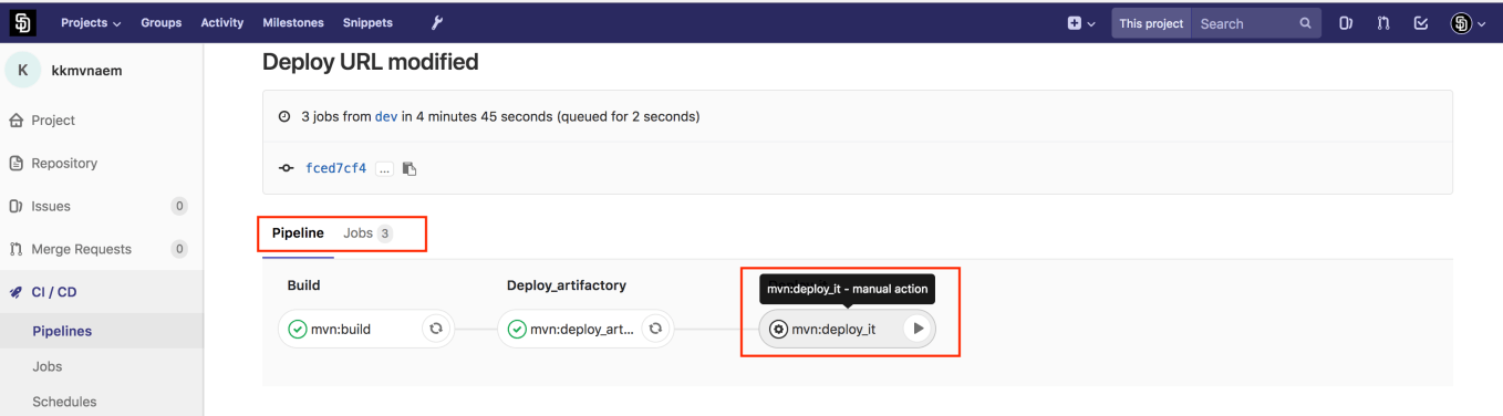 Triggering the Deployment to IT ENV